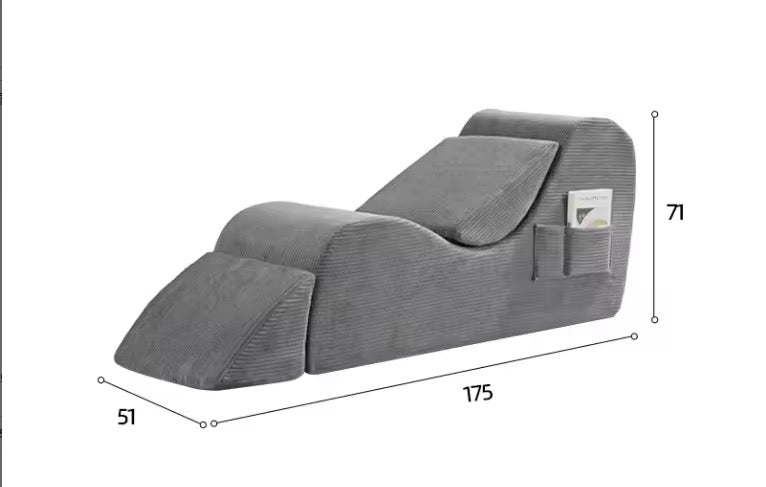 Ergonomic Lounge Chair – Full Body Comfort Sofa with Leg Elevation & Side Pocket