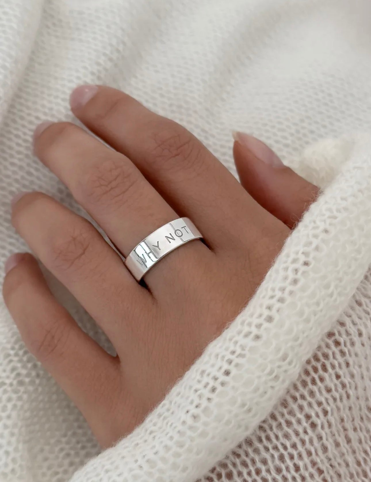 Anillo grabado WHY NOT – Plata de Ley 925