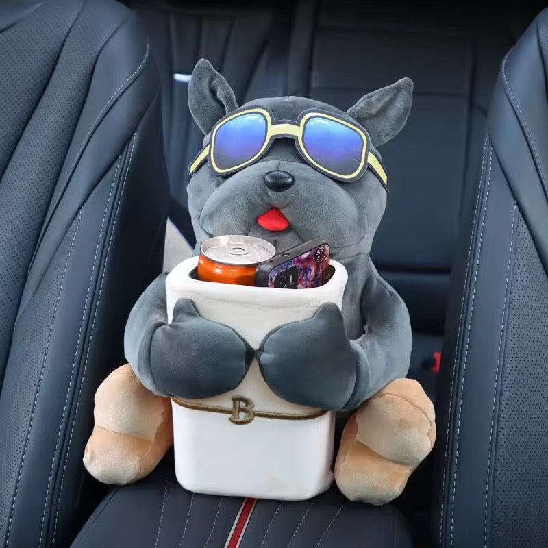Cool Dog Car Seat Organizer – Plush Storage Buddy with Tissue Dispenser