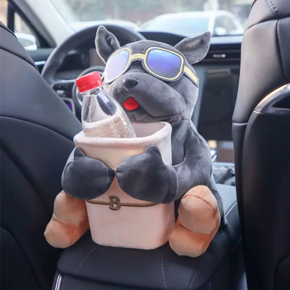 Cool Dog Car Seat Organizer – Plush Storage Buddy with Tissue Dispenser