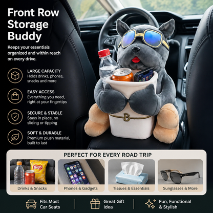 Cool Dog Car Seat Organizer – Plush Storage Buddy with Tissue Dispenser