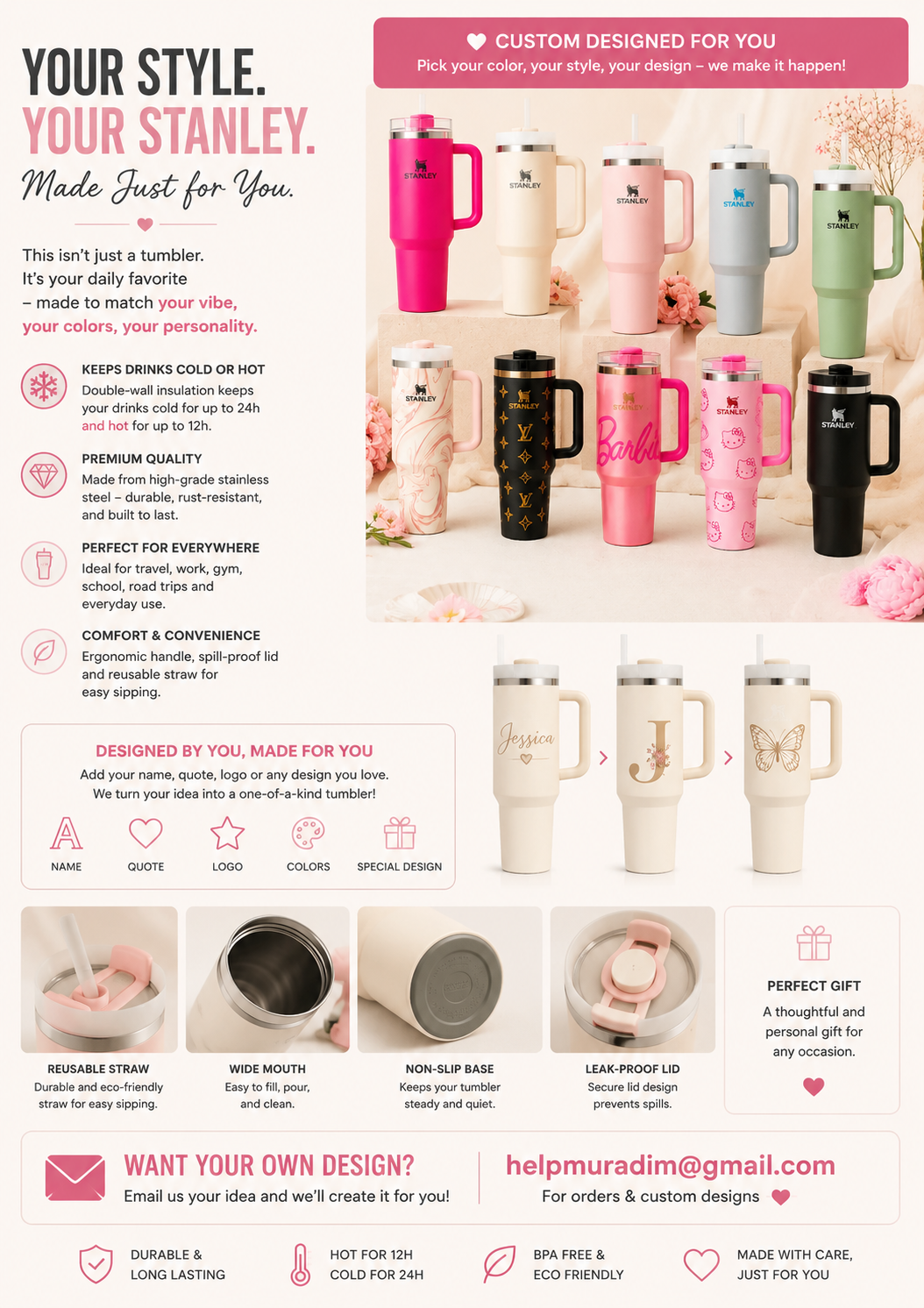 Custom Stanley Tumbler – Personalized Design