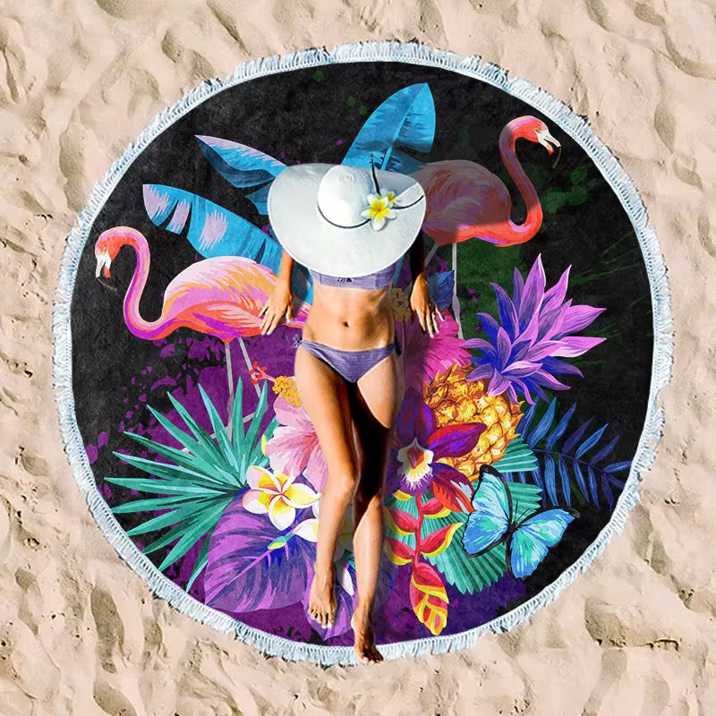 Round Beach Towel with Tassel – Premium Microfiber Blanket Mat