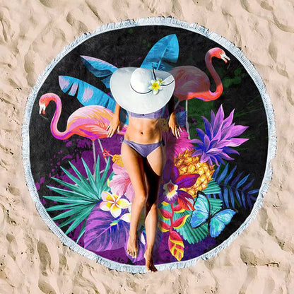 Round Beach Towel with Tassel – Premium Microfiber Blanket Mat