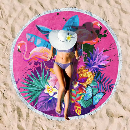 Round Beach Towel with Tassel – Premium Microfiber Blanket Mat