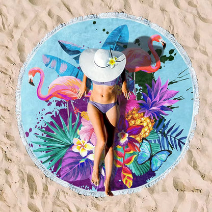 Round Beach Towel with Tassel – Premium Microfiber Blanket Mat