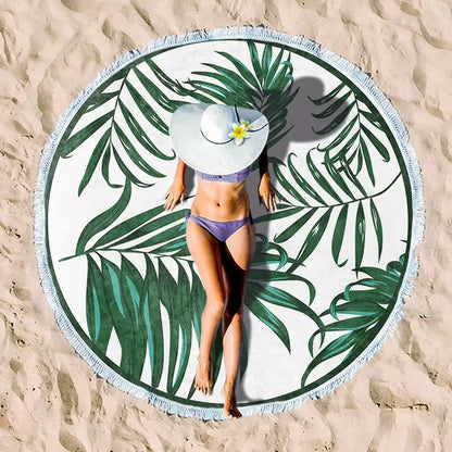 Round Beach Towel with Tassel – Premium Microfiber Blanket Mat