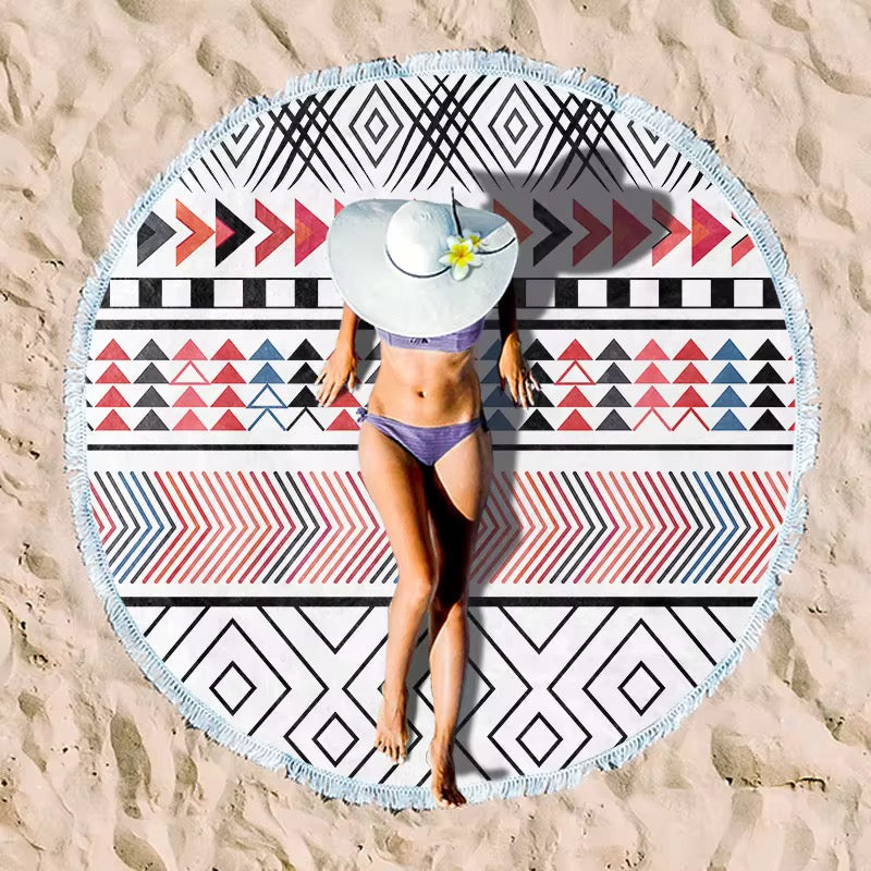 Round Beach Towel with Tassel – Premium Microfiber Blanket Mat
