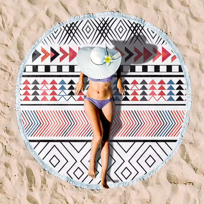 Round Beach Towel with Tassel – Premium Microfiber Blanket Mat