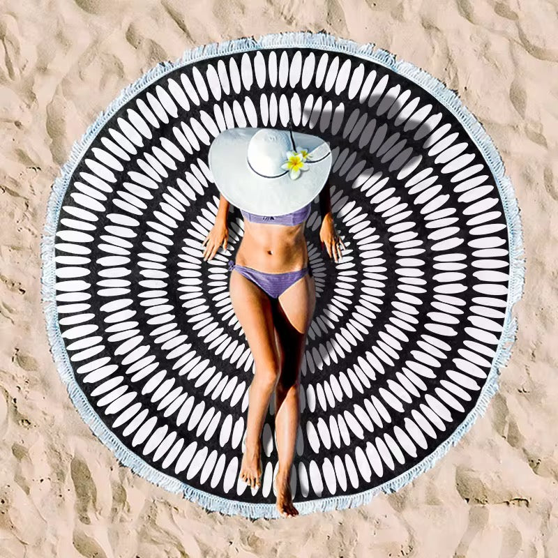 Round Beach Towel with Tassel – Premium Microfiber Blanket Mat