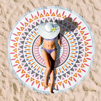 Round Beach Towel with Tassel – Premium Microfiber Blanket Mat
