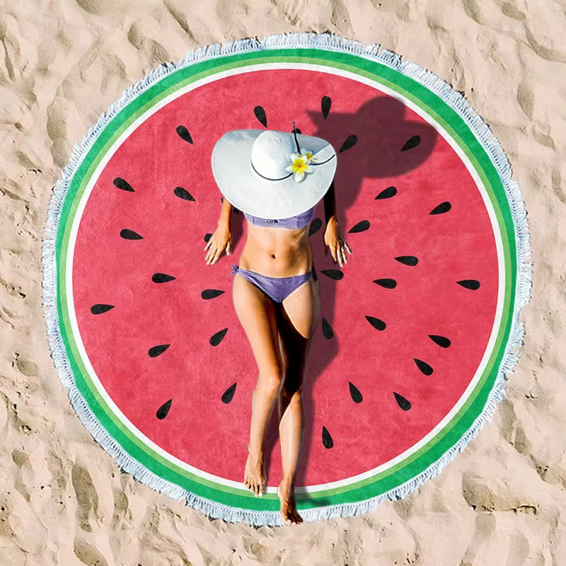 Round Beach Towel with Tassel – Premium Microfiber Blanket Mat