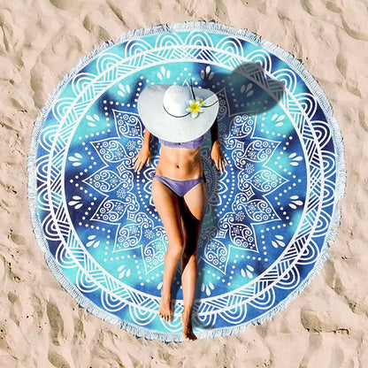 Round Beach Towel with Tassel – Premium Microfiber Blanket Mat