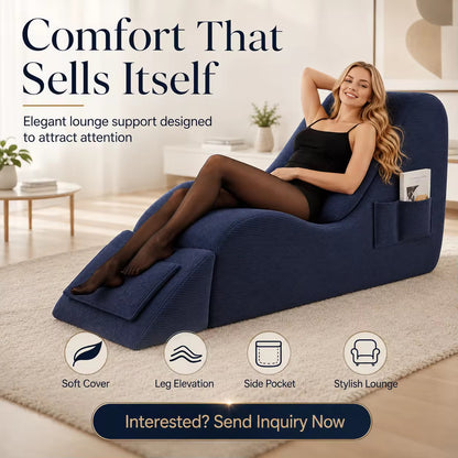 Ergonomic Lounge Chair – Full Body Comfort Sofa with Leg Elevation & Side Pocket