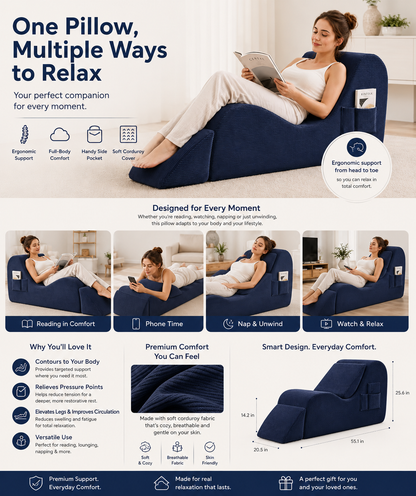 Ergonomic Lounge Chair – Full Body Comfort Sofa with Leg Elevation & Side Pocket