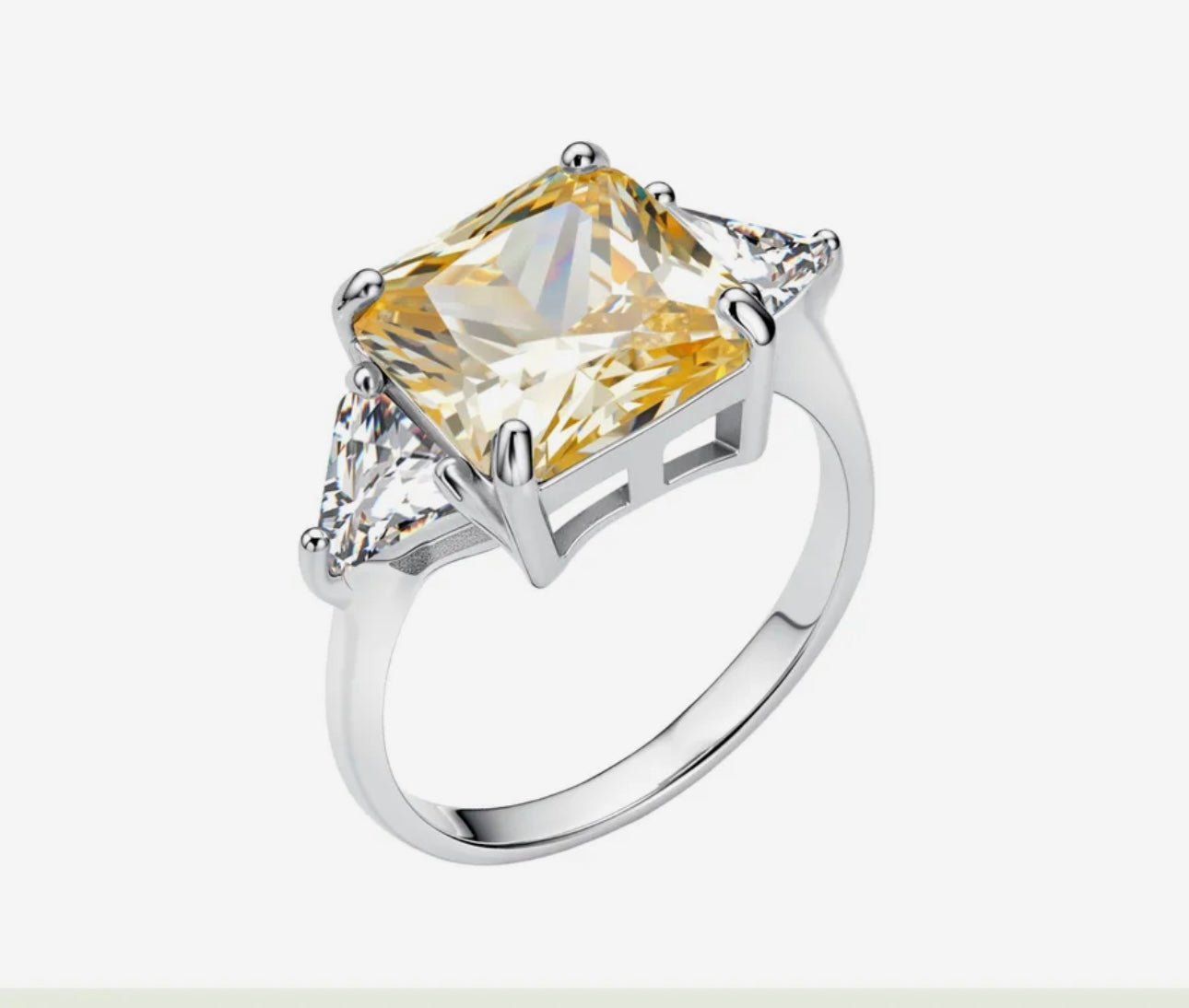 Anillo Trilogía con Piedra Amarilla Canario - Plata 925