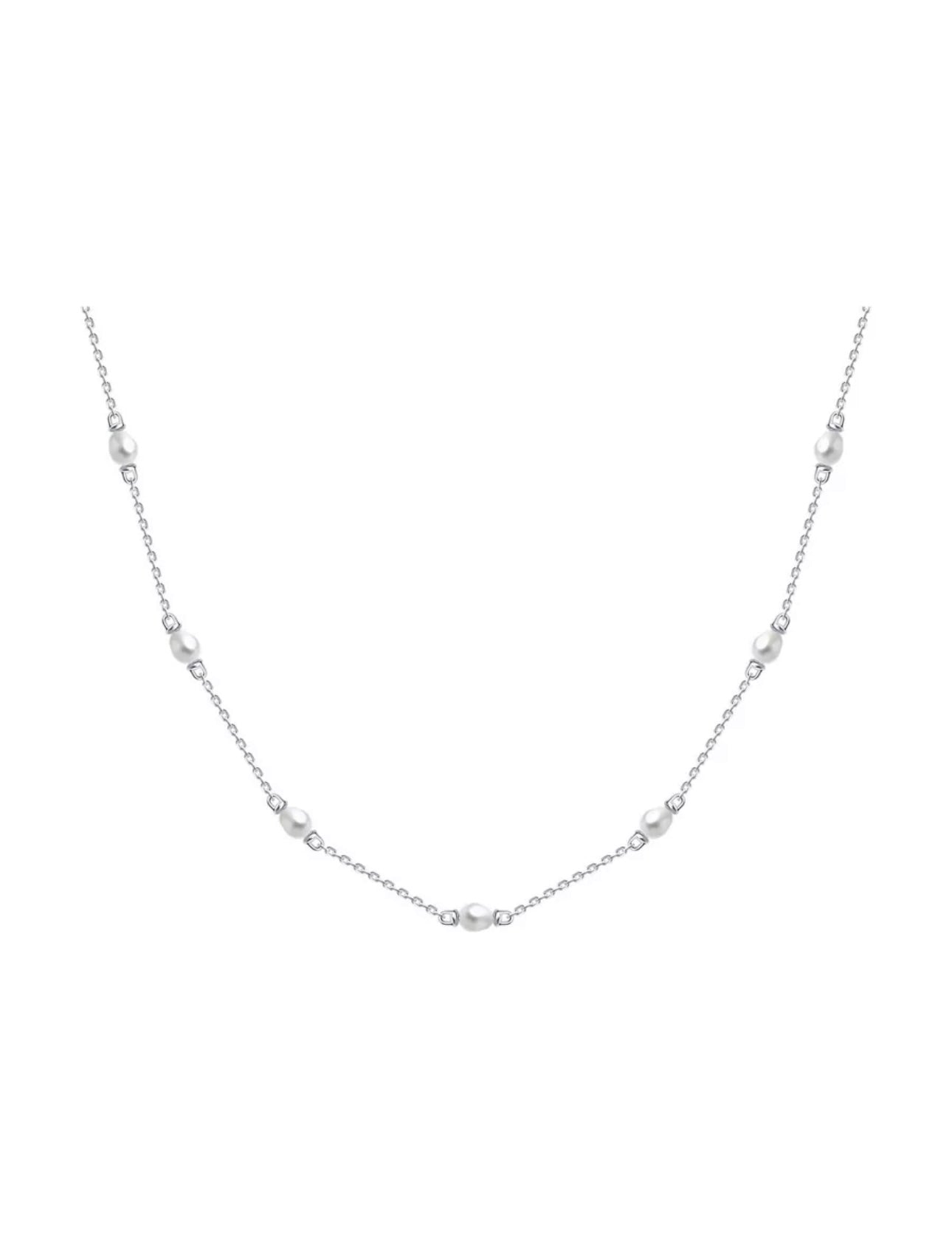 Collar de Plata 925 con Perlas Naturales en Cadena