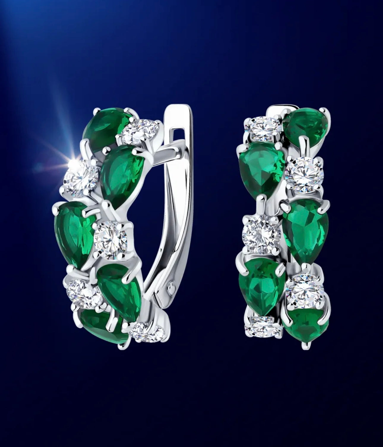 Pendientes de Plata 925 con Esmeraldas y Circonitas