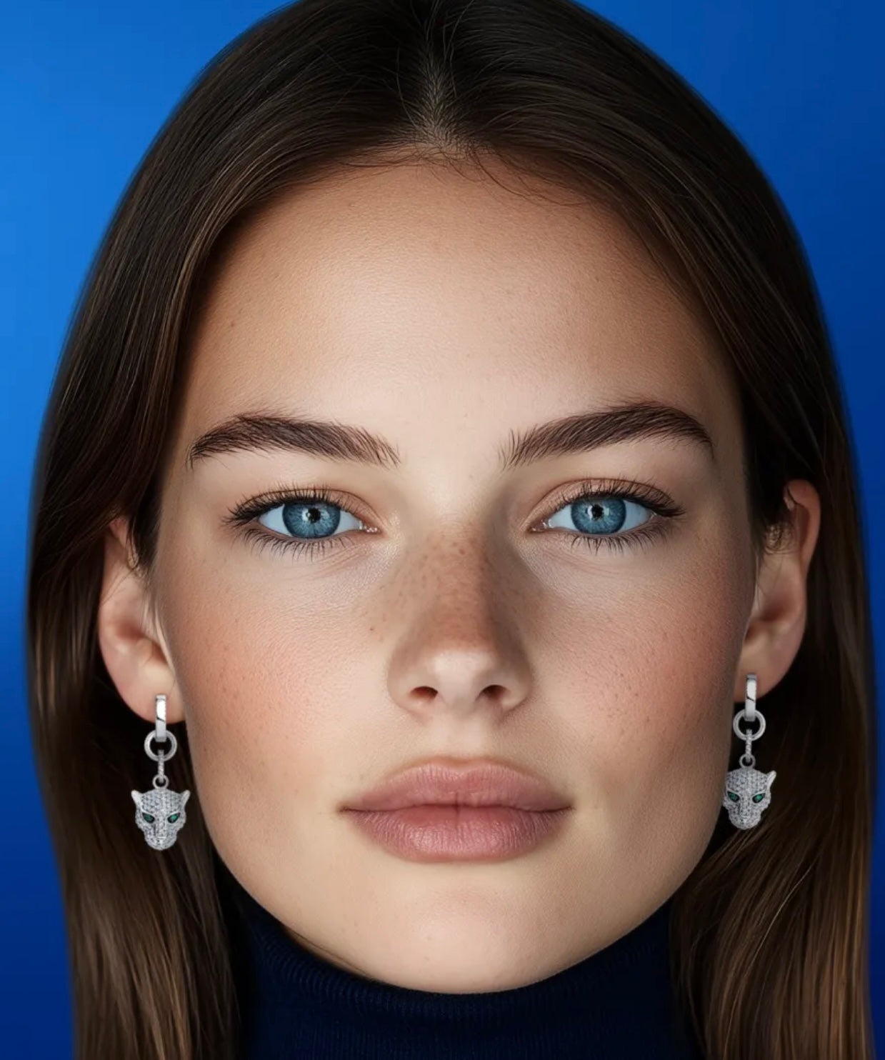Pendientes de Plata 925 con Pantera y Diamantes
