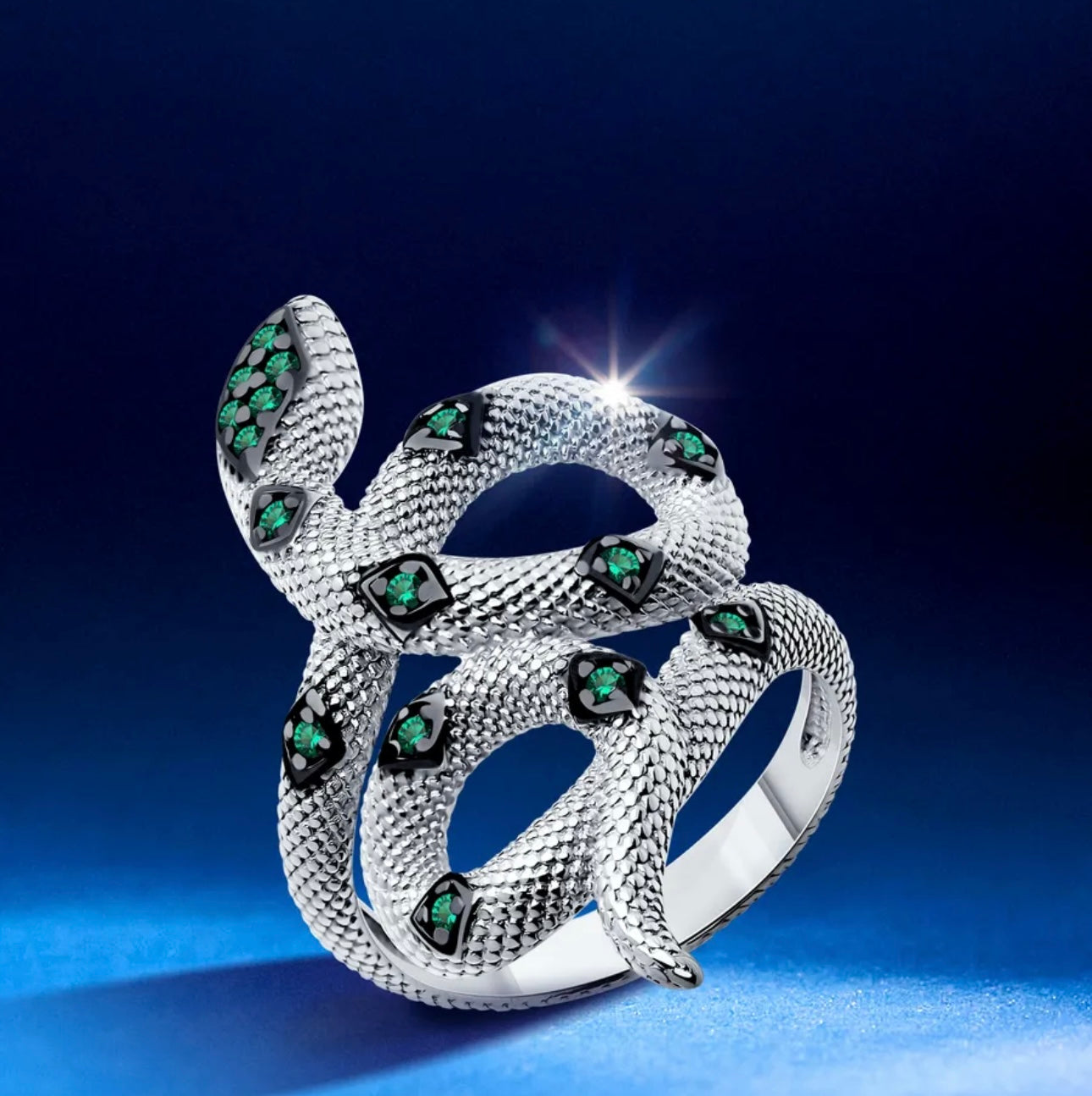 Anillo Serpiente de Plata 925 con Esmeraldas