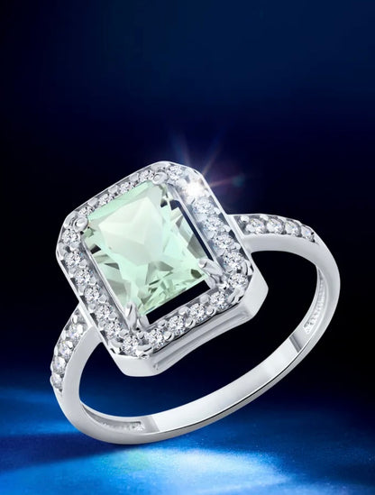 Anillo de Plata 925 con Rubí Rosa y Diamantes