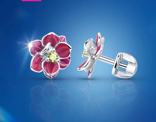 Pendientes de Flor Blanca con Circonitas en Plata 925