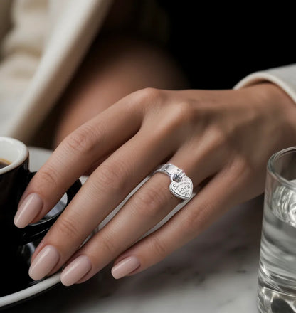 Anillo Corazón Candado en Plata 925