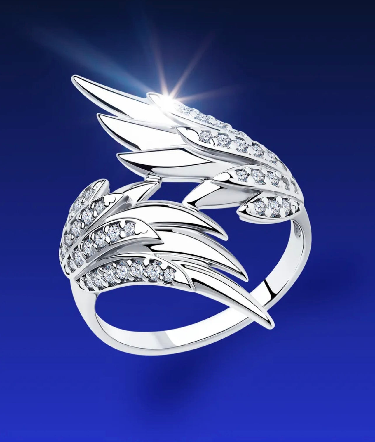Anillo de Alas con Diamantes Plata 925