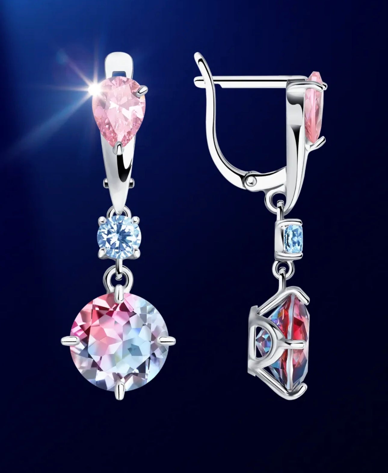 Pendientes Colgantes con Piedras de Colores