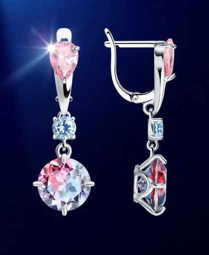 Pendientes Colgantes con Piedras de Colores