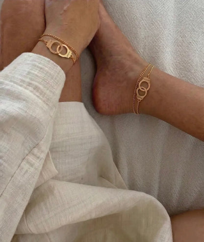 Pulsera Tobillera Esposas Freedom Oro Rosa 925