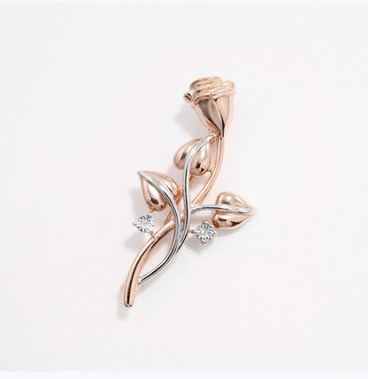 Broche Rosa Dorada - Plata 925