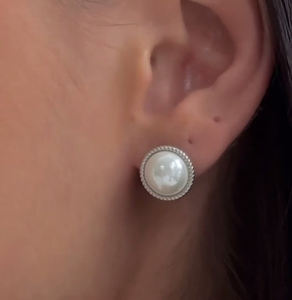 Pendientes de Perla Redonda - Plata 925