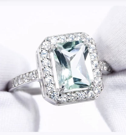 Anillo de Plata 925 con Rubí Rosa y Diamantes