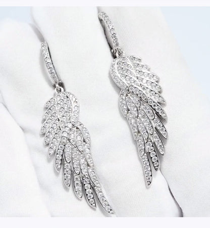 Pendientes de Plata 925 Alas de Ángel con Diamantes