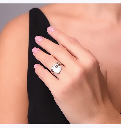 Anillo Corazón Candado en Plata 925