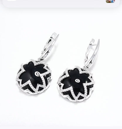 Pendientes de Plata 925 Gota con Diamantes y Zafiro Azul