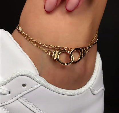 Pulsera Tobillera Esposas Freedom Oro Rosa 925