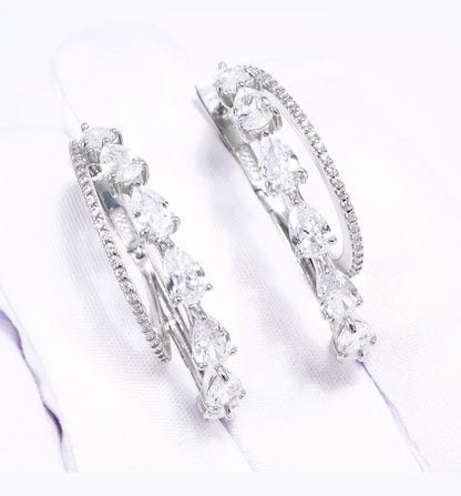 Pendientes de Plata 925 Aro Doble con Circonitas