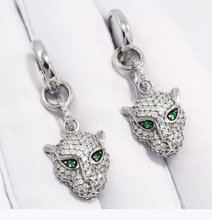 Pendientes de Plata 925 con Pantera y Diamantes