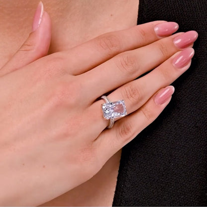 Anillo de Plata 925 con Piedra Lila y Pavé de Circonitas