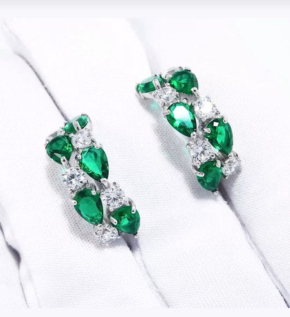 Pendientes de Plata 925 con Esmeraldas y Circonitas